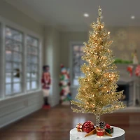 4 ft. Pre-Lit Champagne Tinsel Christmas Tree