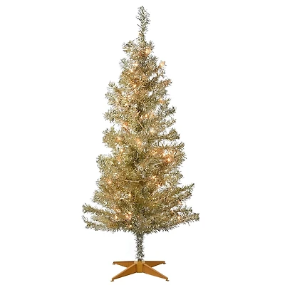 4 ft. Pre-Lit Champagne Tinsel Christmas Tree