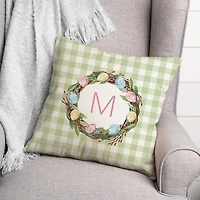 Personalized Monogram Egg Wreath Pillow