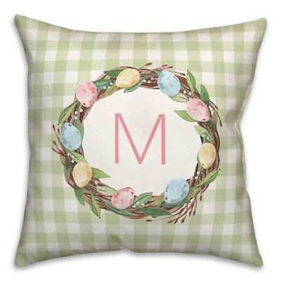 Personalized Monogram Egg Wreath Pillow