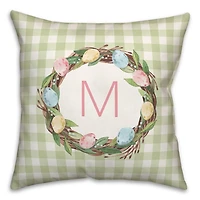 Personalized Monogram Egg Wreath Pillow