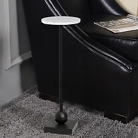Black Marble Top Pedestal Cocktail Table