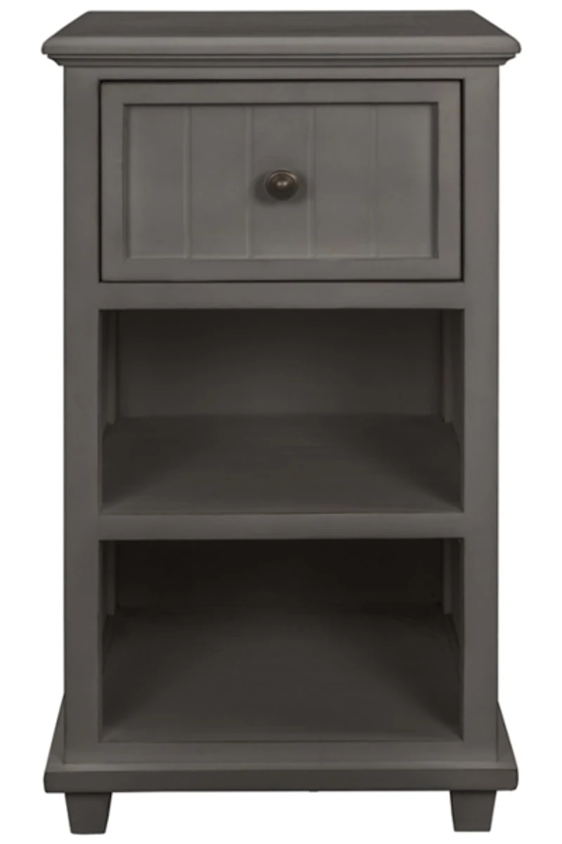 Gray Slim Wooden 2-Shelf Side Table