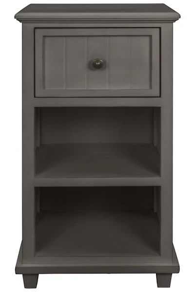 Gray Slim Wooden 2-Shelf Side Table