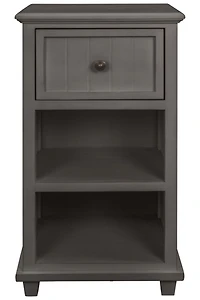 Gray Slim Wooden 2-Shelf Side Table