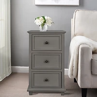 Gray Slim Wooden 3-Drawer Side Table