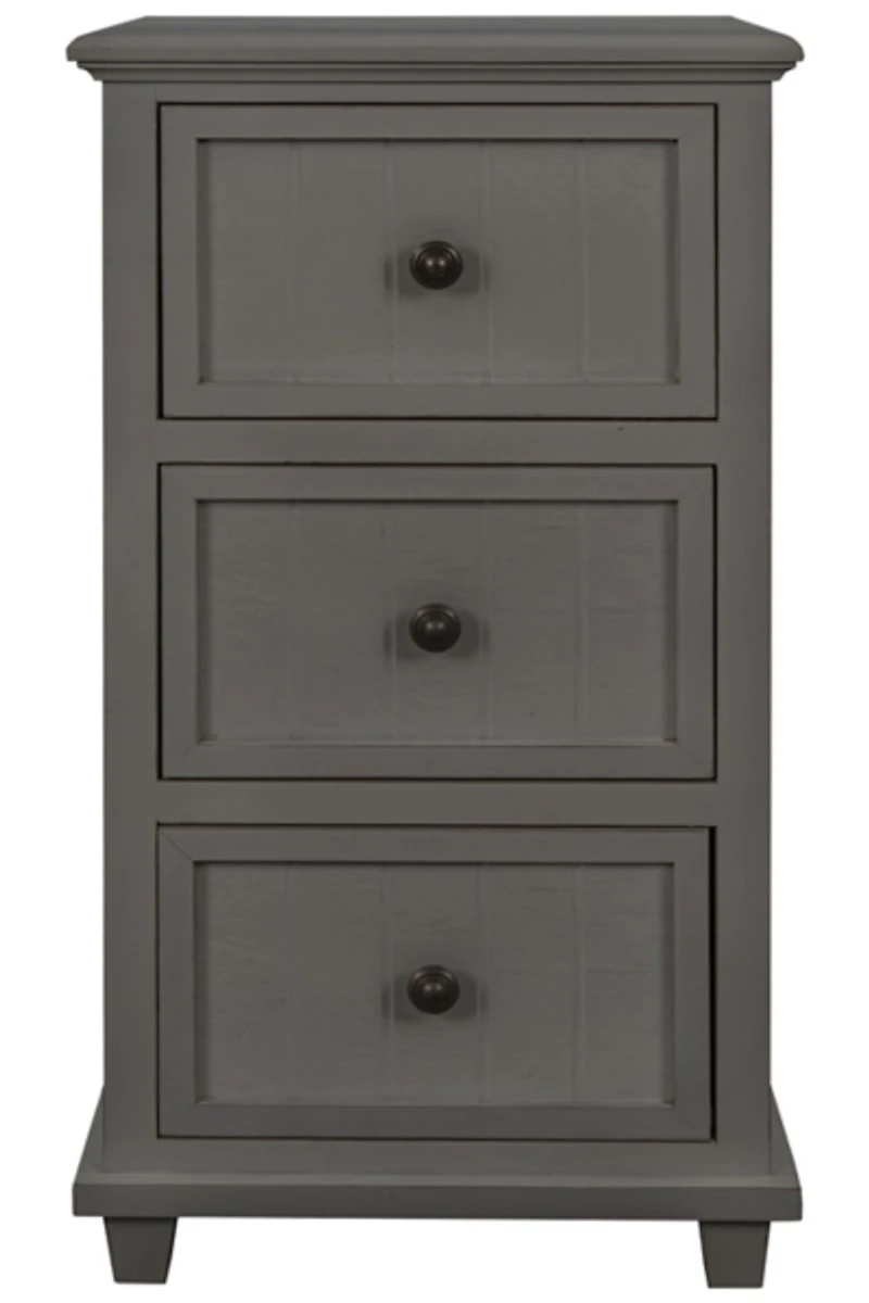 Gray Slim Wooden 3-Drawer Side Table