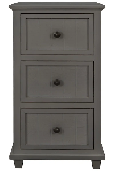 Gray Slim Wooden 3-Drawer Side Table