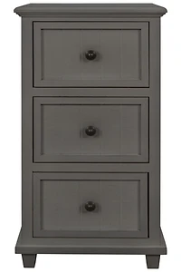 Gray Slim Wooden 3-Drawer Side Table