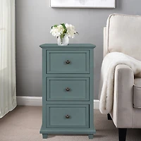 Turquoise Slim Wooden 3-Drawer Side Table