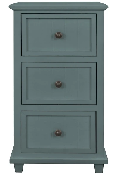 Turquoise Slim Wooden 3-Drawer Side Table