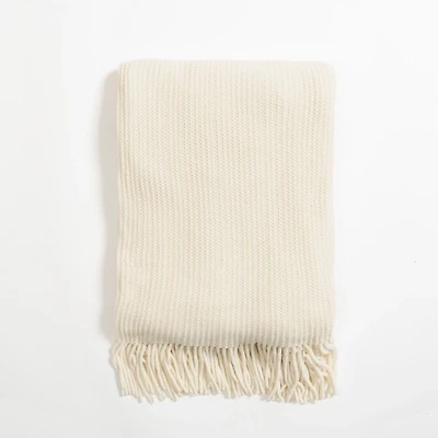 Cream Chenille Ribbed Throw