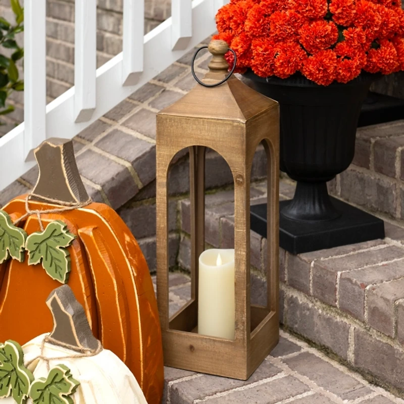 Natural Wood Open Frame Lantern, 25 in.