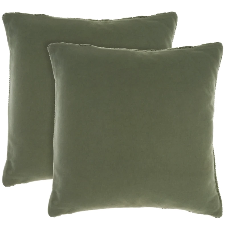Olive Cable Knit Throw Pillows, Set of 2