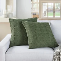 Olive Cable Knit Throw Pillows, Set of 2