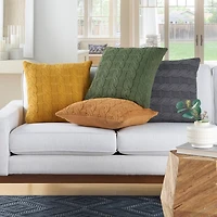 Olive Cable Knit Throw Pillows, Set of 2