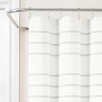 White and Gray Waffle Woven Shower Curtain