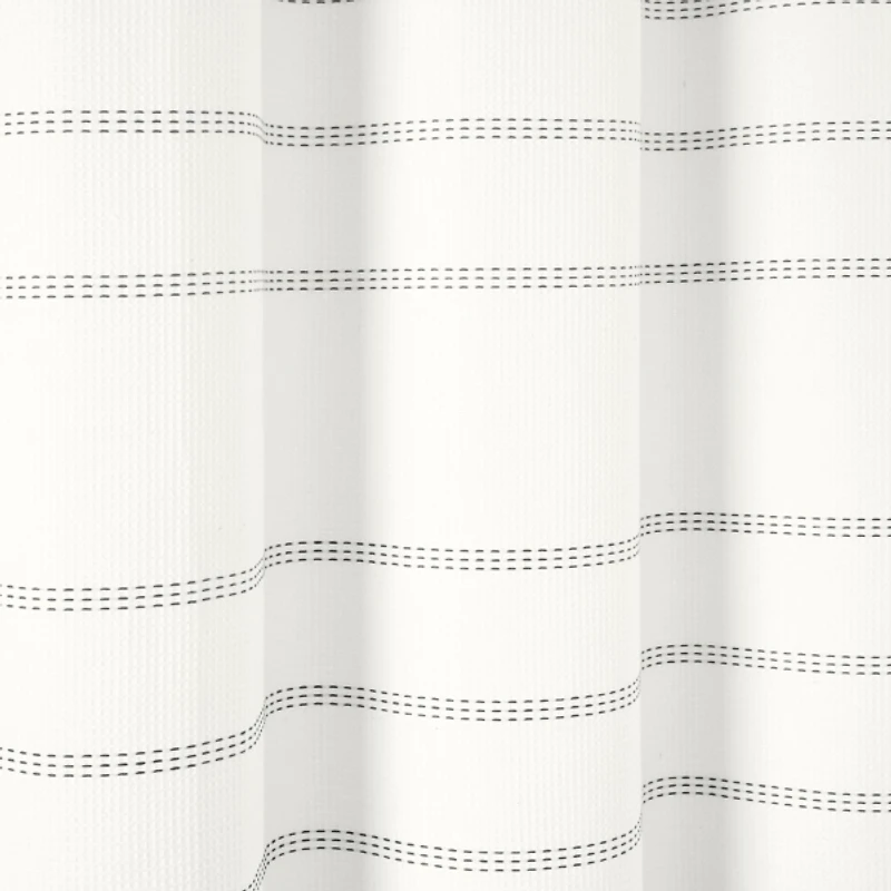 White and Gray Waffle Woven Shower Curtain