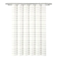 White and Gray Waffle Woven Shower Curtain