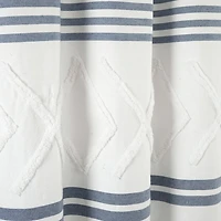 Blue Stripe Diamond Tufted Shower Curtain