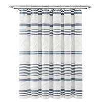 Blue Stripe Diamond Tufted Shower Curtain