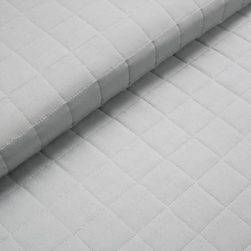 Gray Box Stitch Cotton Full/Queen 3-pc. Quilt Set