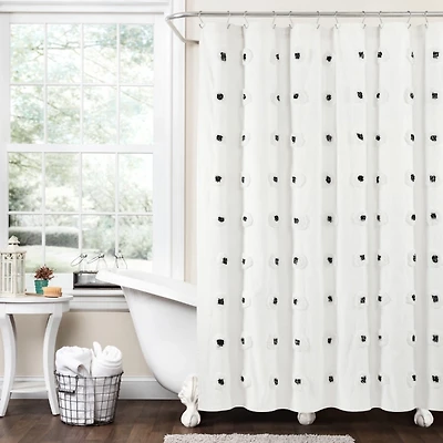 Boho Tufted Circles Shower Curtain