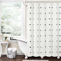 Boho Tufted Circles Shower Curtain