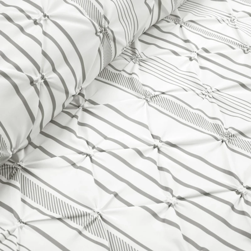 Gray Pintuck Stripe King 5-pc. Comforter Set