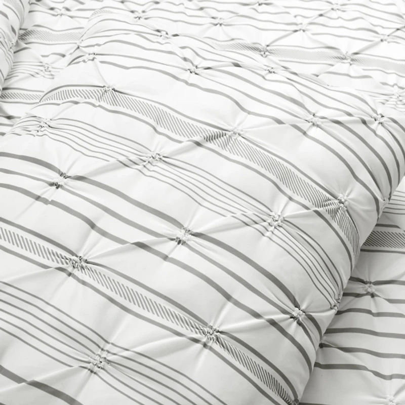Gray Pintuck Stripe King 5-pc. Comforter Set
