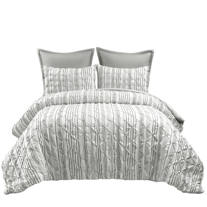 Gray Pintuck Stripe King 5-pc. Comforter Set