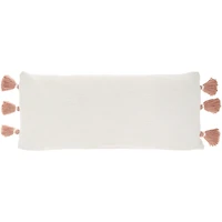 White and Blush Braided Stripe Lumbar Pillow