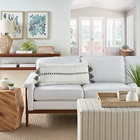 White and Gray Braided Stripe Lumbar Pillow