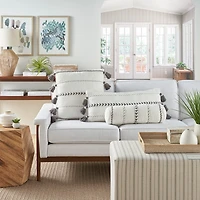 White and Gray Braided Stripe Lumbar Pillow