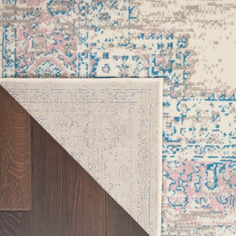 Ivory and Pink Central Medallion Area Rug