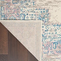 Ivory and Pink Central Medallion Area Rug