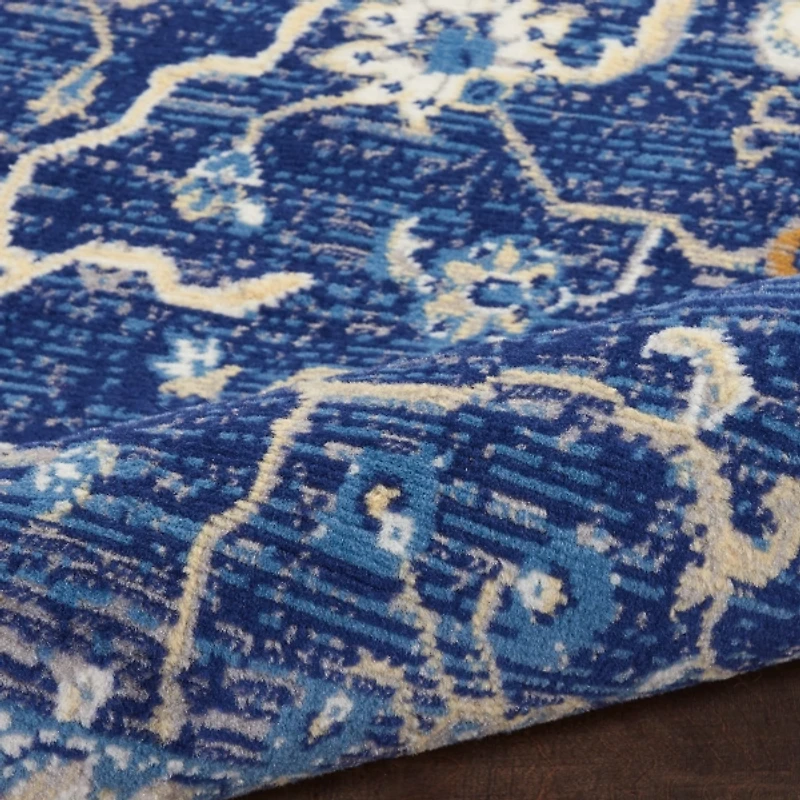 Navy and Beige Botanical Area Rug