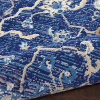 Navy and Beige Botanical Area Rug