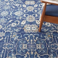 Navy and Beige Botanical Area Rug