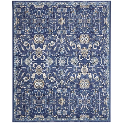 Navy and Beige Botanical Area Rug