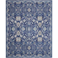 Navy and Beige Botanical Area Rug