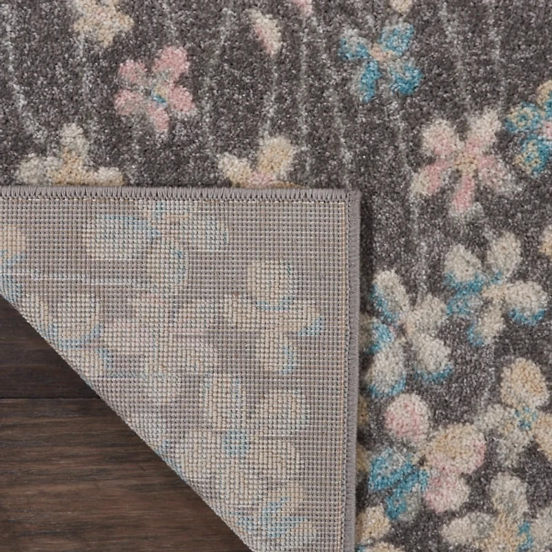Gray Floral Vine Runner, 2x7