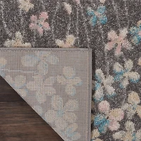 Gray Floral Vine Runner, 2x7