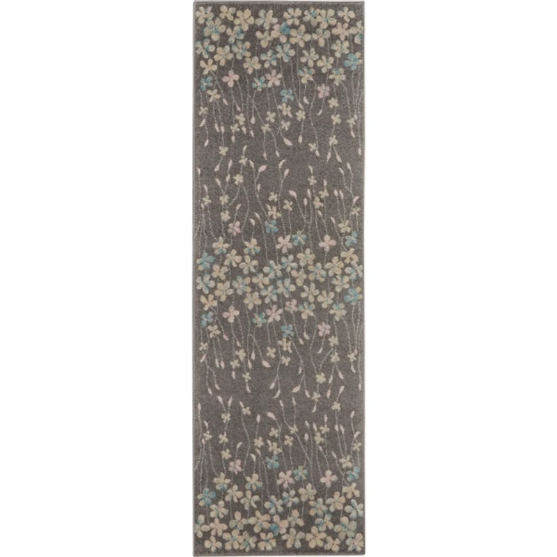 Gray Floral Vine Runner, 2x7