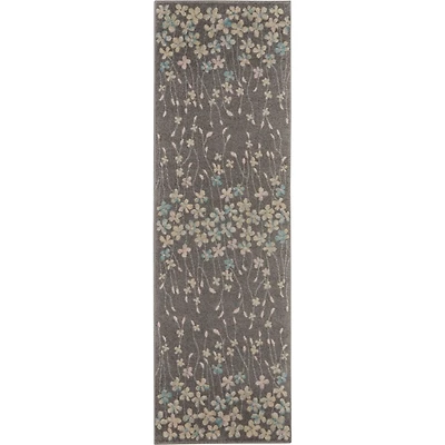 Gray Floral Vine Runner, 2x7