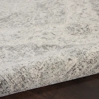 Ivory and Gray Oushak Medallion Area Rug