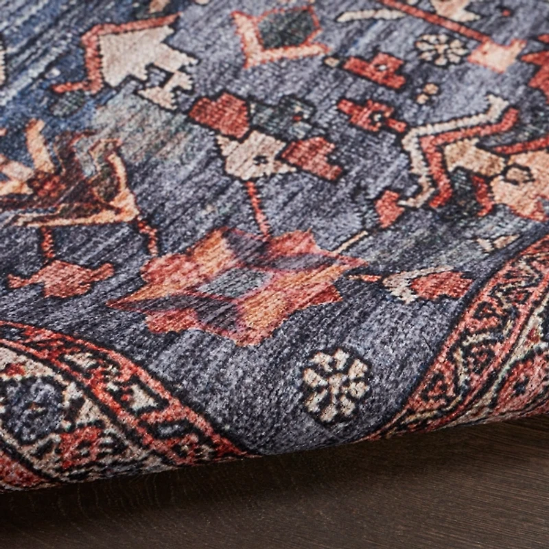 Navy & Brick Botanical Washable Area Rug, 5x7