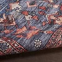 Navy & Brick Botanical Washable Area Rug, 5x7