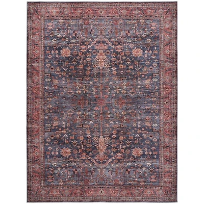 Navy & Brick Botanical Washable Area Rug, 5x7