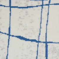 Ivory and Blue Abstract Linear Area Rug, 8x11
